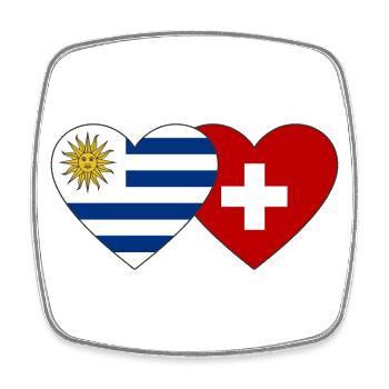 Uruguay Schweiz Herz Flagge - Viereckiger Kühlschrankmagnet - Weiß - Vorne