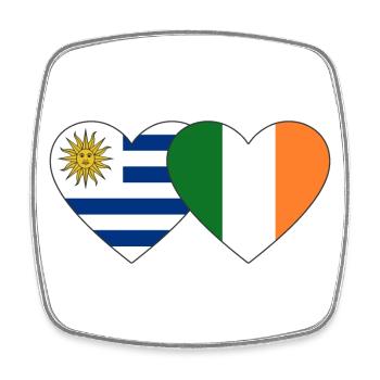 Uruguay Irland Herz Flagge - Viereckiger Kühlschrankmagnet - Weiß - Vorne