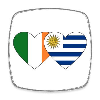 Irland Uruguay Herz Flagge - Viereckiger Kühlschrankmagnet - Weiß - Vorne