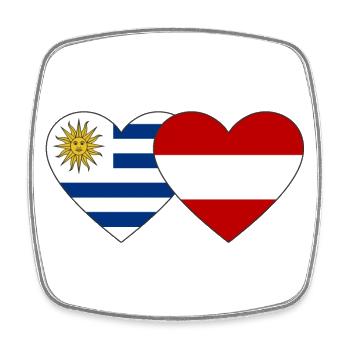 Uruguay Österreich Herz Flagge - Viereckiger Kühlschrankmagnet - Weiß - Vorne