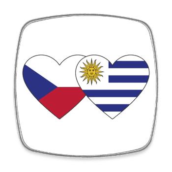 Tschechien Uruguay Herz Flagge - Viereckiger Kühlschrankmagnet - Weiß - Vorne