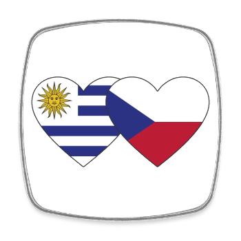 Uruguay Czech Republic Heart Flag - Square fridge magnet - white - Front