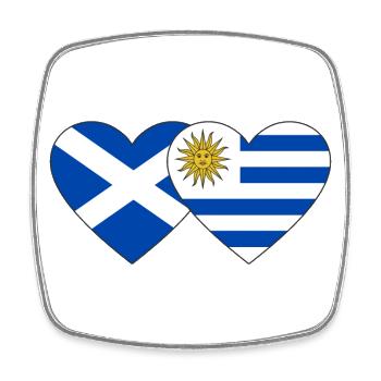 Scotland Uruguay Heart Flag - Square fridge magnet - white - Front