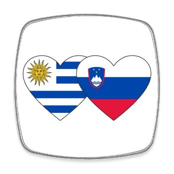 Uruguay Slowenien Herz Flagge - Viereckiger Kühlschrankmagnet - Weiß - Vorne