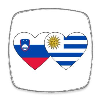 Slovenia Uruguay Heart Flag - Square fridge magnet - white - Front