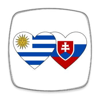 Uruguay Slowakei Herz Flagge - Viereckiger Kühlschrankmagnet - Weiß - Vorne