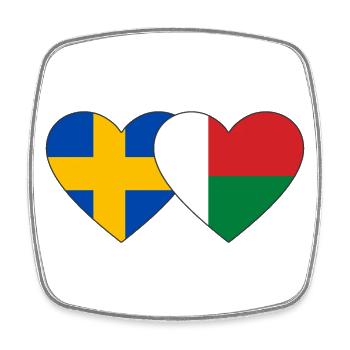 Schweden Madagaskar Herz Flagge - Viereckiger Kühlschrankmagnet - Weiß - Vorne