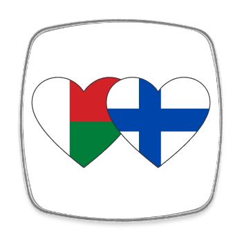 Madagascar Finlande Drapeau du Cœur - Magnet carré - blanc - Devant