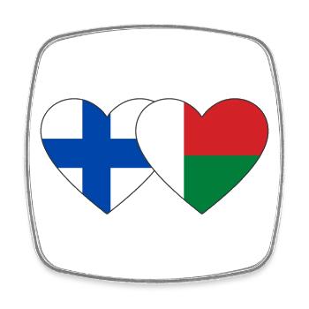 Finnland Madagaskar Herz Flagge - Viereckiger Kühlschrankmagnet - Weiß - Vorne