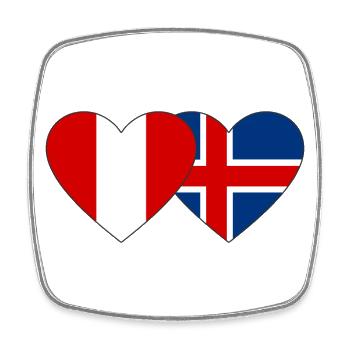 Peru Iceland Heart Flag - Square fridge magnet - white - Front