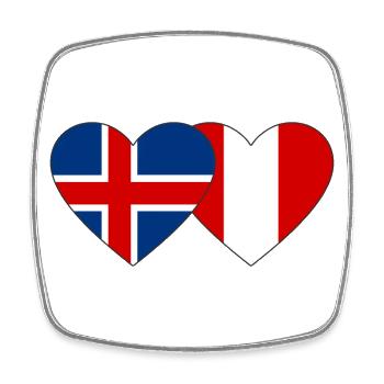 Islande Pérou Drapeau du Cœur - Magnet carré - blanc - Devant