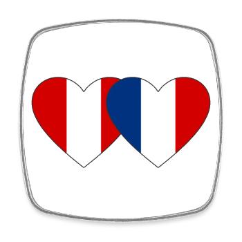 Peru Frankreich Herz Flagge - Viereckiger Kühlschrankmagnet - Weiß - Vorne