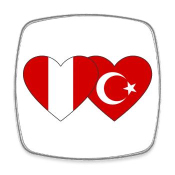 Pérou Drapeau du cœur de la Turquie - Magnet carré - blanc - Devant