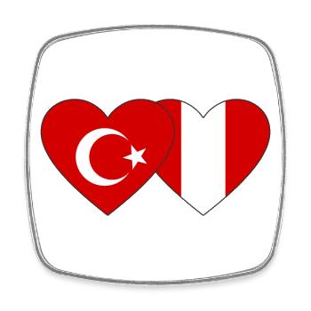 Türkei Peru Herz Flagge - Viereckiger Kühlschrankmagnet - Weiß - Vorne