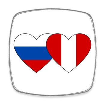 Russie Pérou Drapeau du Cœur - Magnet carré - blanc - Devant