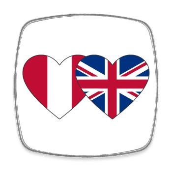 Peru England Herz Flagge - Viereckiger Kühlschrankmagnet - Weiß - Vorne