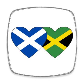 Schottland Jamaika Herz Flagge - Viereckiger Kühlschrankmagnet - Weiß - Vorne