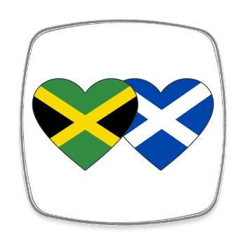 Jamaika Schottland Herz Flagge - Viereckiger Kühlschrankmagnet - Weiß - Vorne