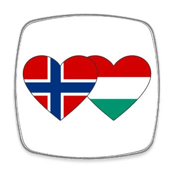 Norvège Hongrie Drapeau du cœur - Magnet carré - blanc - Devant