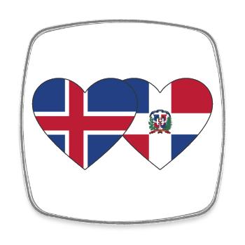Island Dominikanische Republik Flagge Herz - Viereckiger Kühlschrankmagnet - Weiß - Vorne