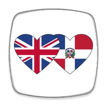 England Dominican Republic Flag Heart - Square fridge magnet - white - Front