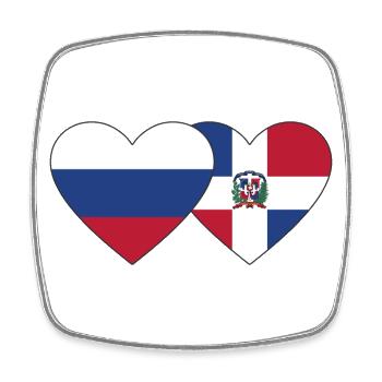 Russie République dominicaine Flag Heart - Magnet carré - blanc - Devant