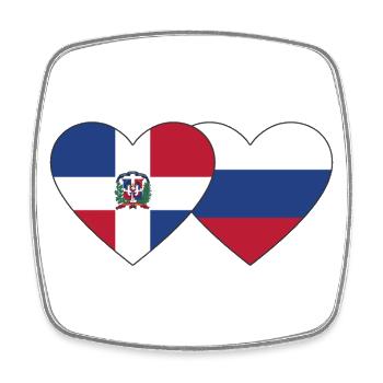 Dominican Republic Russia Flag Heart - Square fridge magnet - white - Front