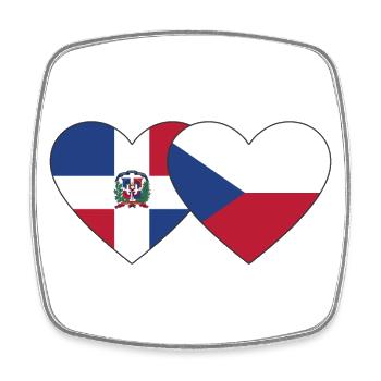 Dominican Republic Czech Republic Flag Heart - Square fridge magnet - white - Front