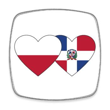 Polen Dominikanische Republik Flagge Herz - Viereckiger Kühlschrankmagnet - Weiß - Vorne