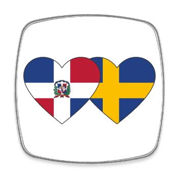 Dominikanische Republik Schweden Flagge Herz - Viereckiger Kühlschrankmagnet - Weiß - Vorne
