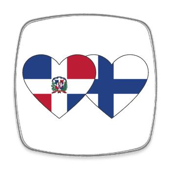 Dominican Republic Finland Flag Heart - Square fridge magnet - white - Front