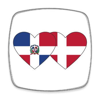 Dominican Republic Denmark Flag Heart - Square fridge magnet - white - Front
