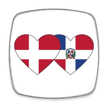 Dänemark Dominikanische Republik Flagge Herz - Viereckiger Kühlschrankmagnet - Weiß - Vorne