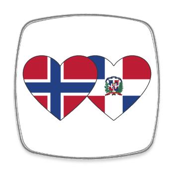 Norwegen Dominikanische Republik Flagge Herz - Viereckiger Kühlschrankmagnet - Weiß - Vorne
