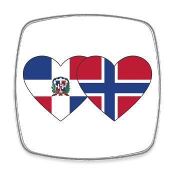 Dominikanische Republik Norwegen Flagge Herz - Viereckiger Kühlschrankmagnet - Weiß - Vorne