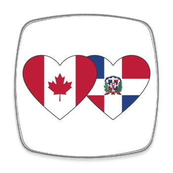 Kanada Dominikanische Republik Flagge Herz - Viereckiger Kühlschrankmagnet - Weiß - Vorne