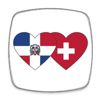 République dominicaine Suisse Flag Heart - Magnet carré - blanc - Devant