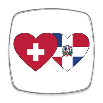 Suisse République dominicaine Flag Heart - Magnet carré - blanc - Devant