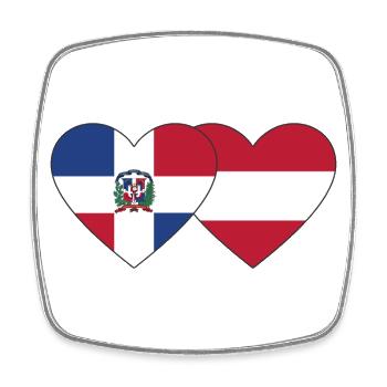 Dominikanische Republik Österreich Flagge Herz - Viereckiger Kühlschrankmagnet - Weiß - Vorne