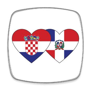 Kroatien Dominikanische Republik Flagge Herz - Viereckiger Kühlschrankmagnet - Weiß - Vorne
