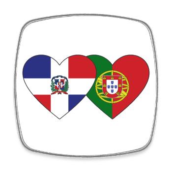 Dominikanische Republik Portugal Flagge Herz - Viereckiger Kühlschrankmagnet - Weiß - Vorne