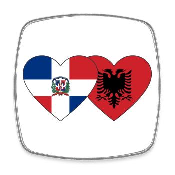Dominikanische Republik Albanien Flagge Herz - Viereckiger Kühlschrankmagnet - Weiß - Vorne