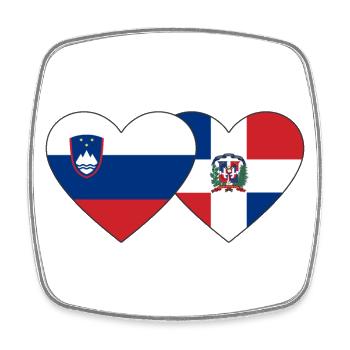 Slowenien Dominikanische Republik Flagge Herz - Viereckiger Kühlschrankmagnet - Weiß - Vorne