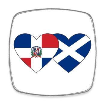 Dominikanische Republik Schottland Flagge Herz - Viereckiger Kühlschrankmagnet - Weiß - Vorne