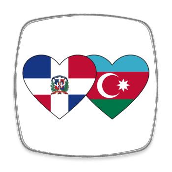 Dominican Republic Azerbaijan Flag Heart - Square fridge magnet - white - Front