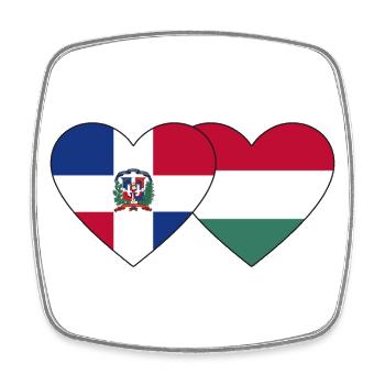 Dominikanische Republik Ungarn Flagge Herz - Viereckiger Kühlschrankmagnet - Weiß - Vorne