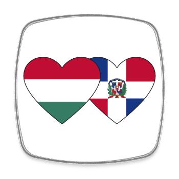Ungarn Dominikanische Republik Flagge Herz - Viereckiger Kühlschrankmagnet - Weiß - Vorne