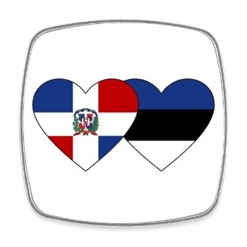 Dominikanische Republik Estland Flagge Herz - Viereckiger Kühlschrankmagnet - Weiß - Vorne