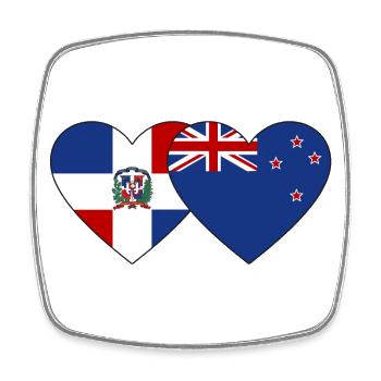Dominikanische Republik Neuseeland Flagge Herz - Viereckiger Kühlschrankmagnet - Weiß - Vorne