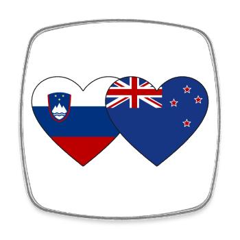 Slowenien Neuseeland Flagge Herz - Viereckiger Kühlschrankmagnet - Weiß - Vorne